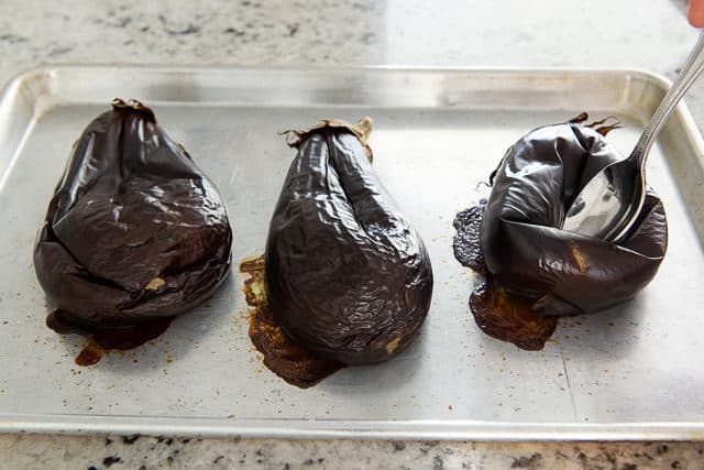 Roasted Eggplants Collapsed with Skin Wrinkly