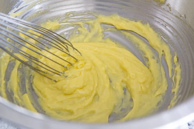 Lemon Aioli - Thickened in Mixing Bowl with lots of fresh raw garlic 