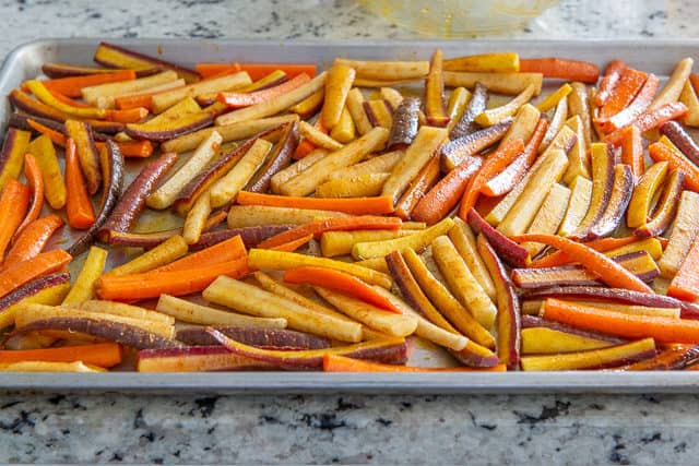 How to Roast Carrots - On a Sheet Pan with Olive Oil and Spices in Single Layer