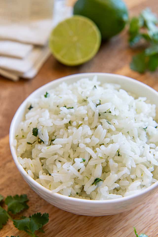 Cilantro Lime Rice - With Fresh Lime Zest and Cilantro Leaves Stirred Throughout