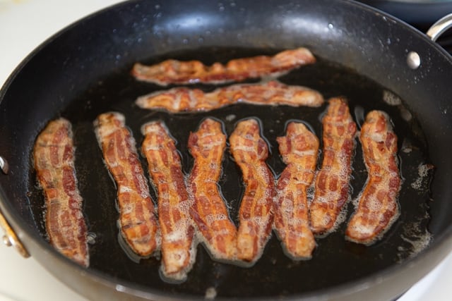 Bacon - 10 Strips Fried in Nonstick Skillet until Crispy