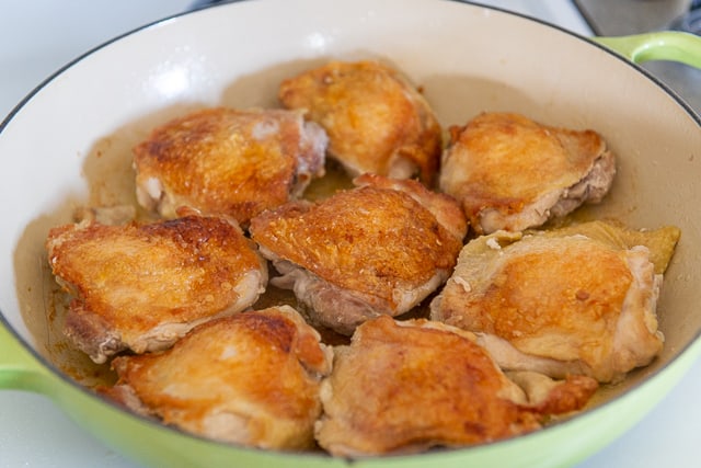 Browning Chicken Thighs - With Crispy Crackled Skin from Searing