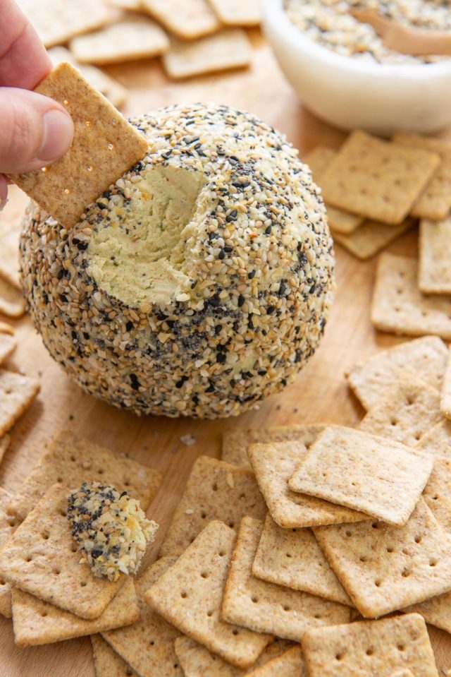 Cheese Ball Recipe - Coated in Everything Bagel Seasoning