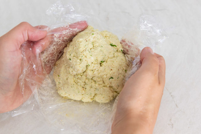 Shaping the Cheese Ball Recipe Mixture Using Plastic Wrap