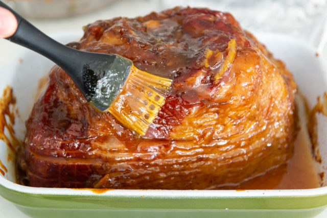 Homemade Ham Glaze Brushing on the Spiral Sliced Meat