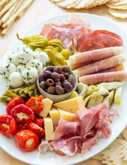 Antipasto Platter - With Stuffed Peppers, Cheeses, and Charcuterie