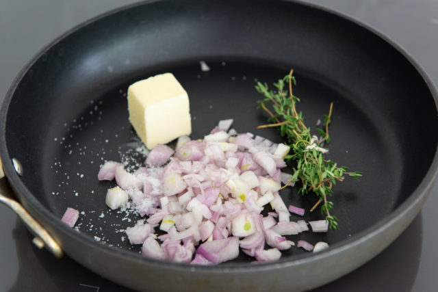 Butter, Shallots, and Thyme Bundle in a Skillet