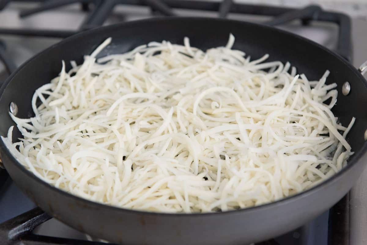 Hash Browns In a Nonstick Skillet with Butter