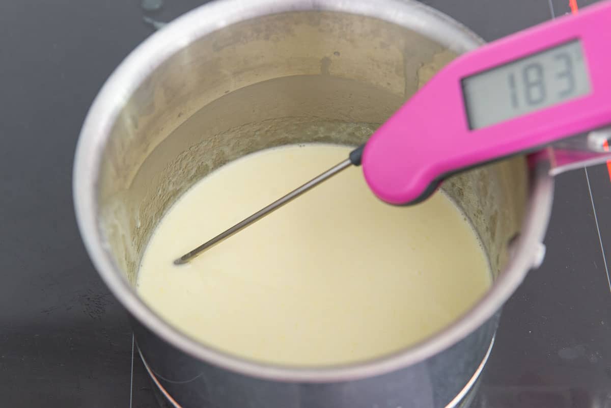Scalding the Heavy Cream in a Saucepan