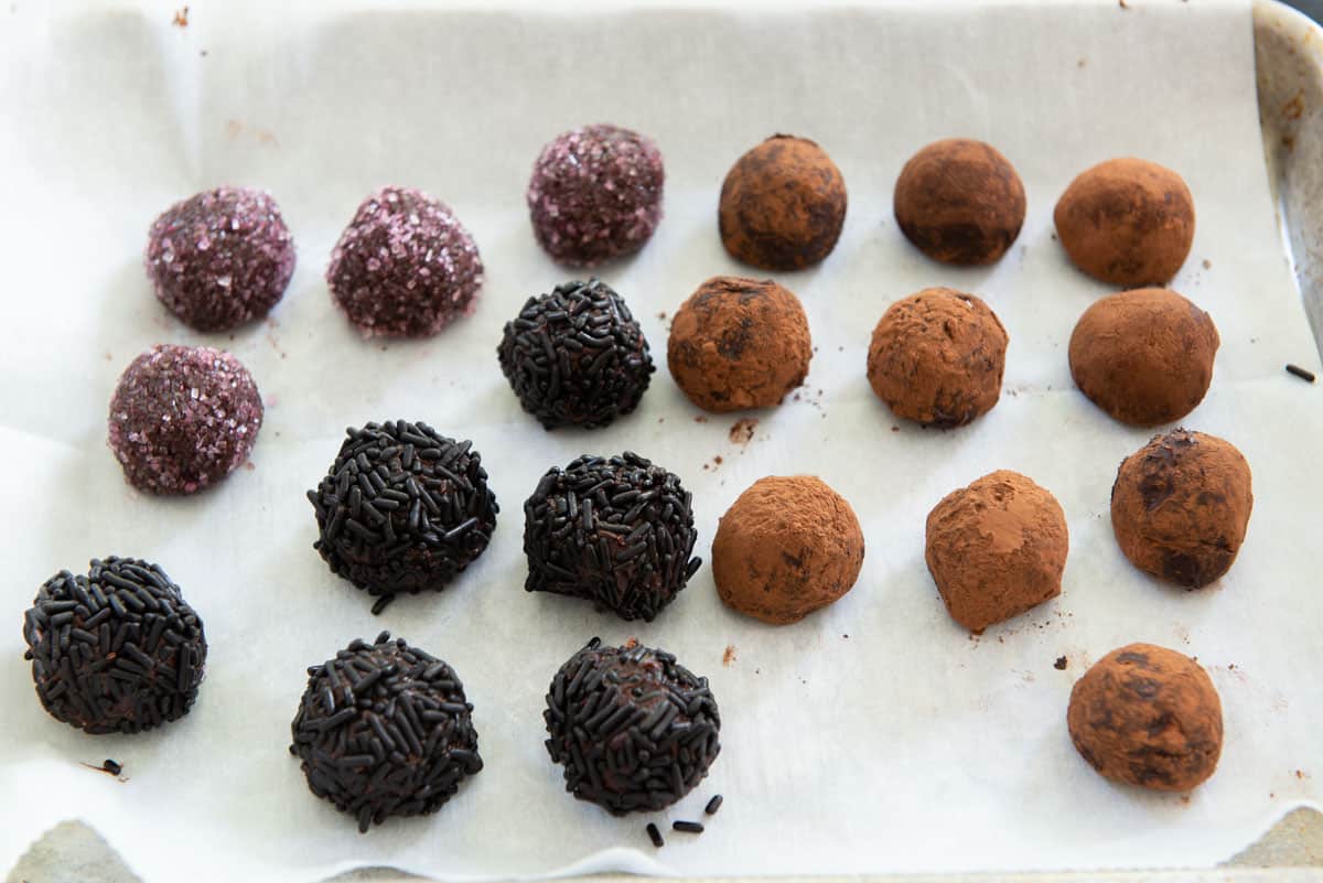Assorted Chocolate Truffles Coated in Sprinkles and Cocoa Powder