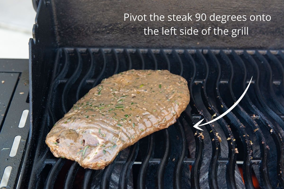 Showing the Meat Pivoted To the Left side of the grill