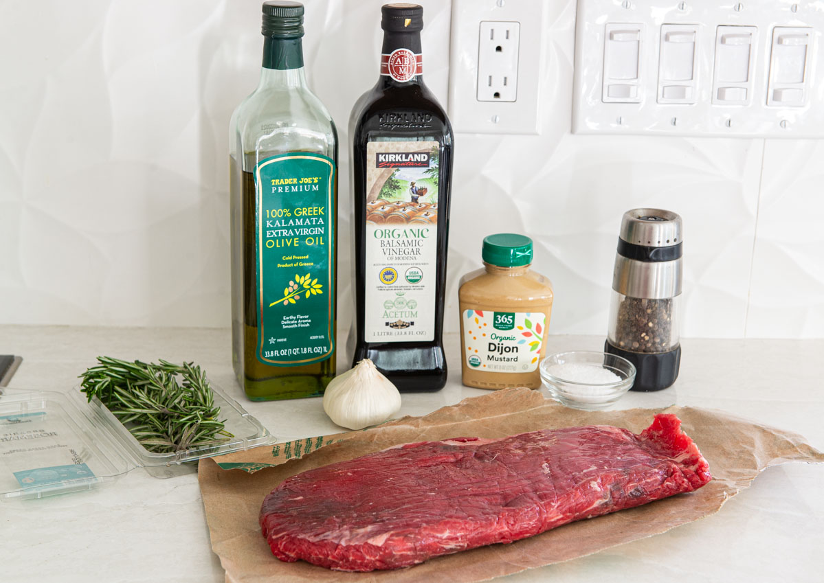 Flank Steak Marinade Ingredients On Countertop