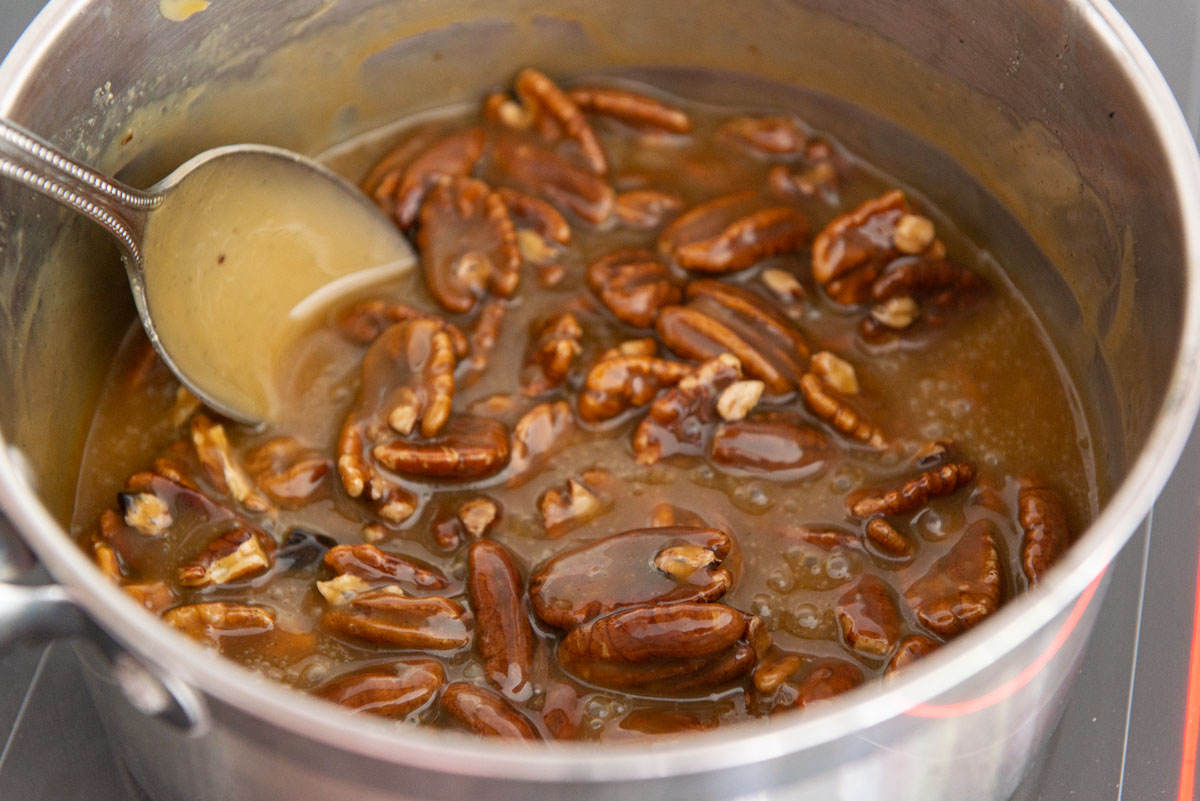 Stirring the Pecans To Coat In the Sugar