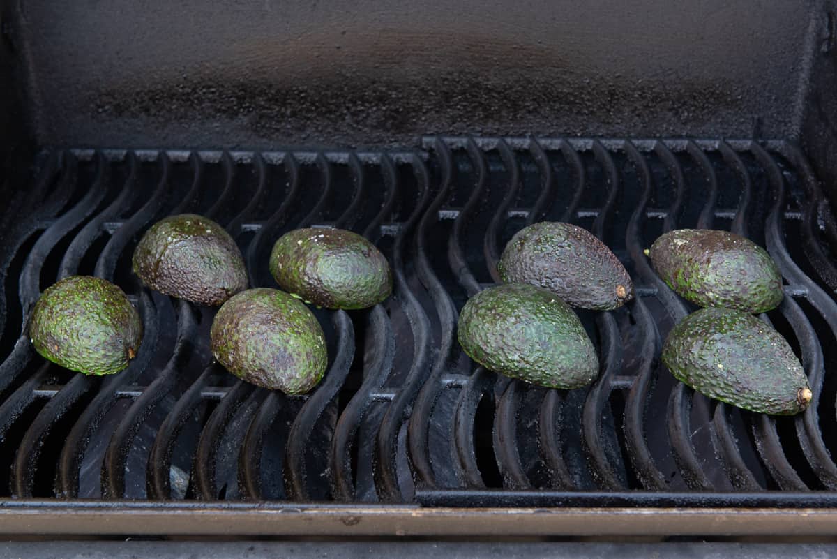 Grilled Avocado Halves Turned To The Other Side for Grill Marks