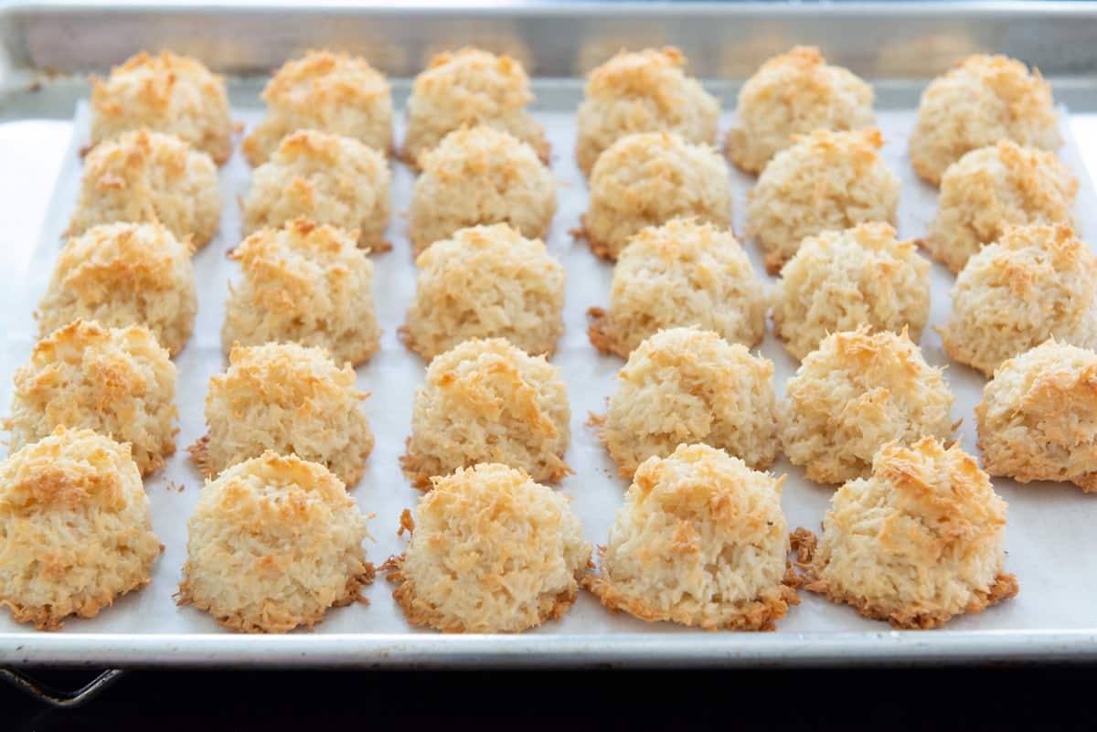Baked Coconut Macaroons On Parchment Paper
