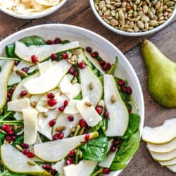 Pear Salad with Pears, Seeds, and Parmasean cheese