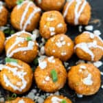 Buffalo Chicken Meatballs Topped with blue cheese crumbles